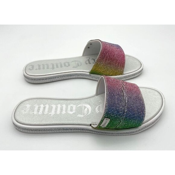 Juicy Couture Yippy Rainbow Rhinestones Glitter Pool Slides Ladies 11 - Picture 3 of 9